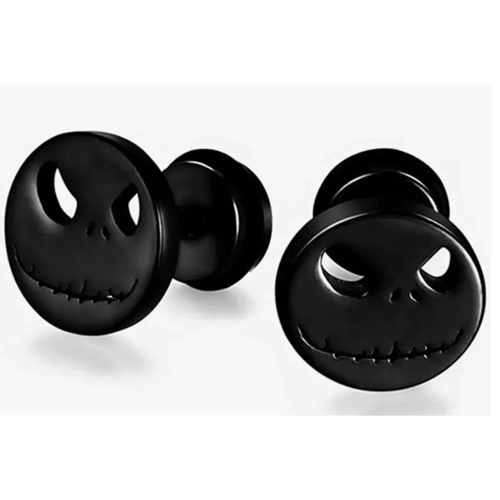 11 Punk Pairs Earrings for Men, Stainless Steel Earrings- Black Silver